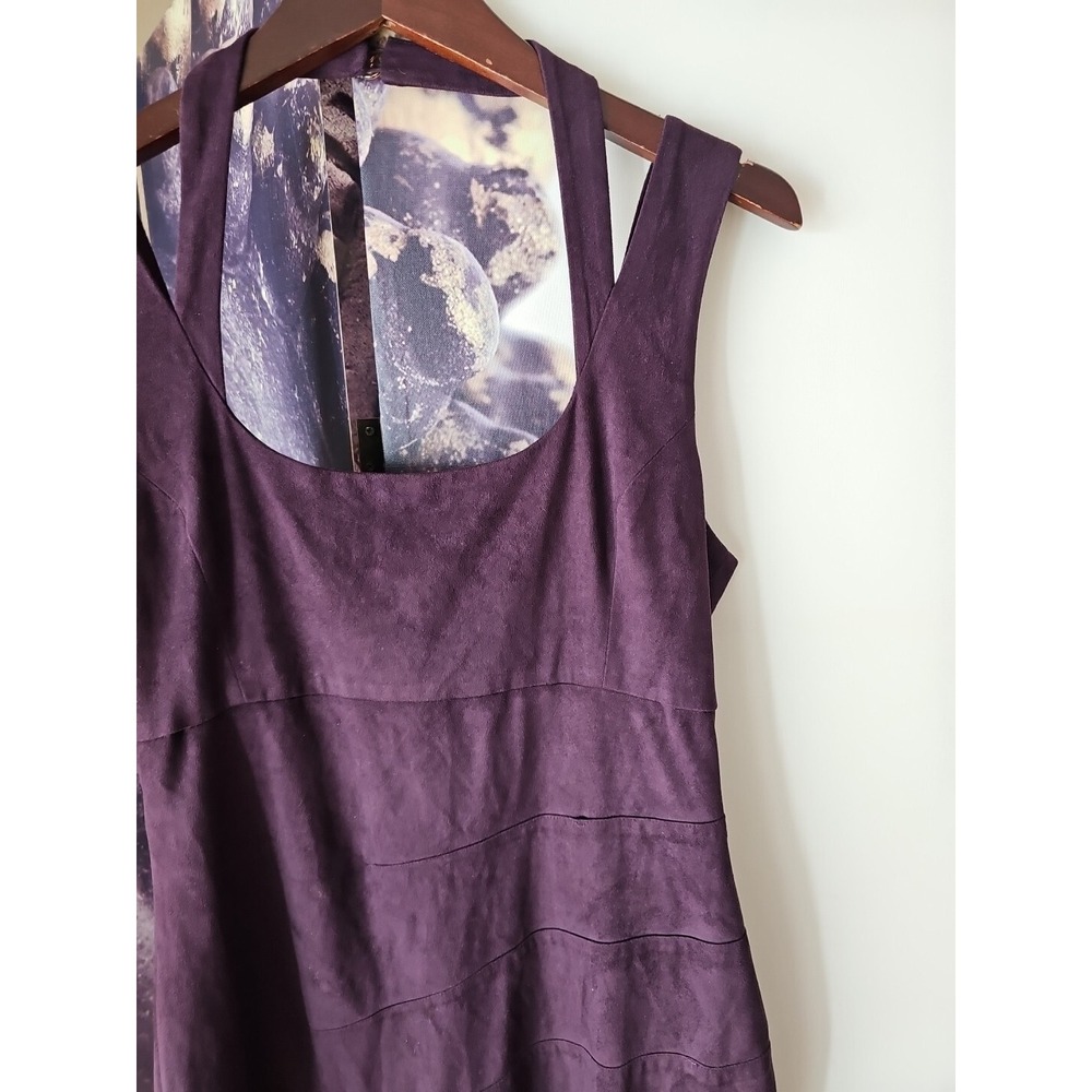 GUESS Women's Purple Sueded Sleeveless Scoop Neck Halter Strap‎ Dress Size 10 - Picture 3 of 9